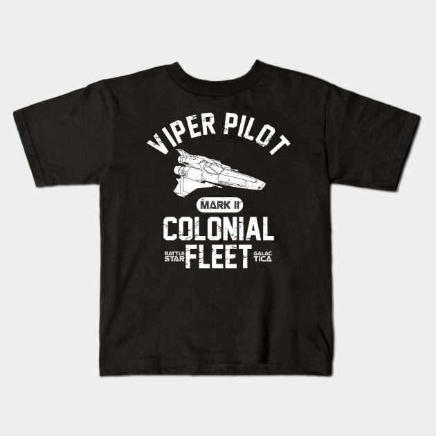 Battlestar Galactica Viper Pilot Colonial Fleet Kids T-Shirt by scribblejuice